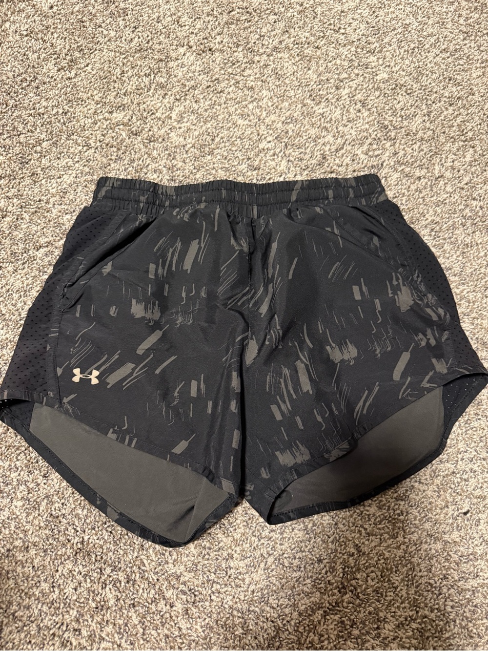 Under Armour Women's Black Shorts with Subtle Gray Print